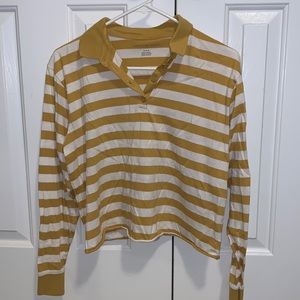 American Eagle collared stripe cropped long sleeve